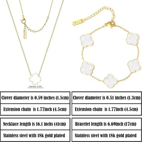 Delicacy Clover Bracelets Necklace Set:Clover Necklaces Clover Bracelet Women Li - Picture 6 of 6